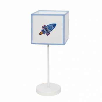 Distribuidor - Lâmpadas Diversas | Sobre Mesas Infantil | SOBREMESA COHETE 1XE14 BLANCO/AZUL Ref: 117171001